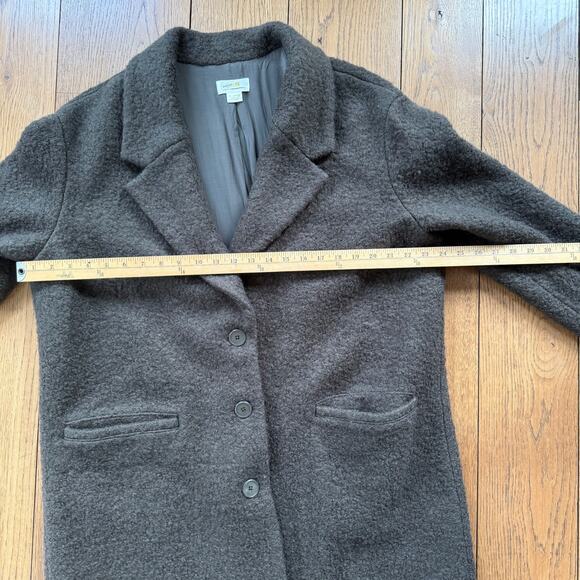 Maeve by Anthropologie Oversized Boucle Pea Coat SZ XL Brown Olive Wool Blend - Picture 10 of 12